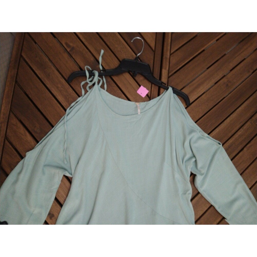 Free people cold shoulder blue green top Sm Boho Feminine Cottagecore - Picture 6 of 10